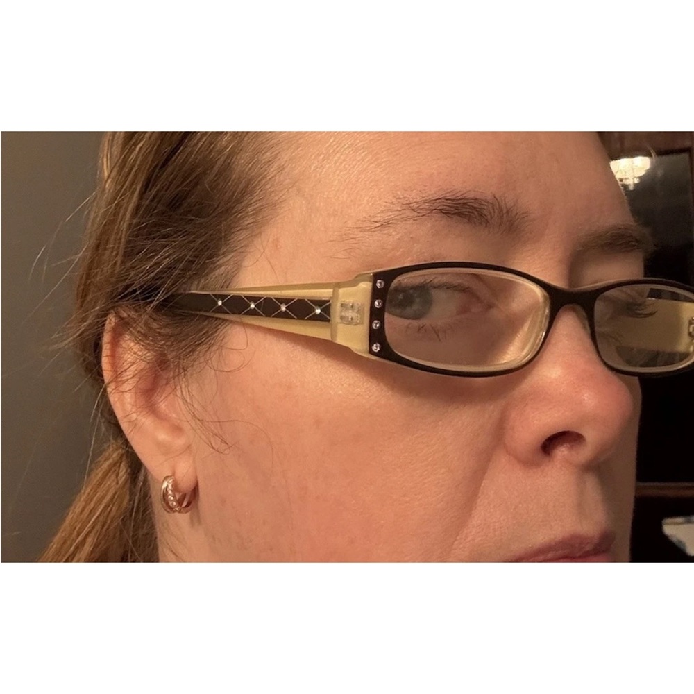 Calabria Retro Readers Frames EYEGLASSES Glasses Crystals Cream Beige Black VTG